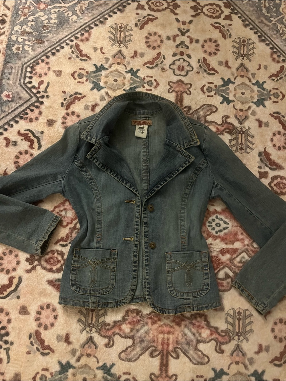 Vintage Y2K Circa 2001 Paris Blues Fitted Denim Jacket
